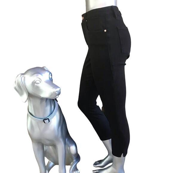 Good American Good Waist Side Slit Crop Jeans GWCSS001T Black Women’s Size 6/28 - Picture 2 of 7